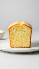 Lemon Loaf Cake Slice with Fresh Minimal Commercial Presentation