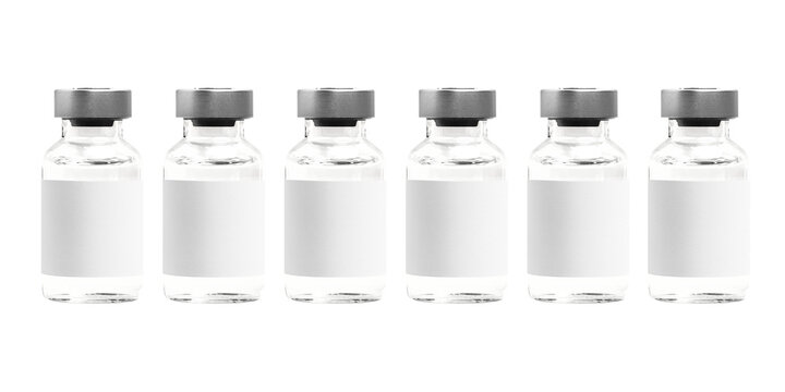 Six png injection vial bottles mockups with labels