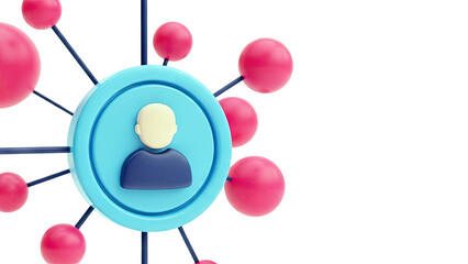 3D Icon of a Person Connected to a Network of Spheres