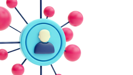 3D Icon of a Person Connected to a Network of Spheres