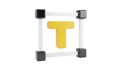 3D Yellow Letter T Inside a Black and White Frame