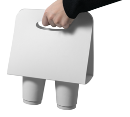 Product png, paper cup holder, simple white design, for takeaway