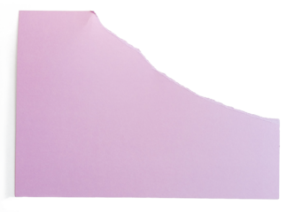 Purple piece of paper on transparendt bacground with soft shadow under 