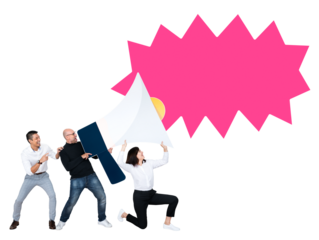 Png Business people shouting out their message, transparent background