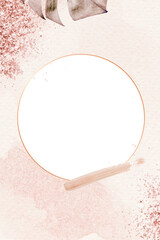 Circle frame png with leaf and pink glitter
