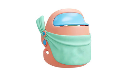 3D Render of Among Us Character with Teal Scarf and Blue Visor