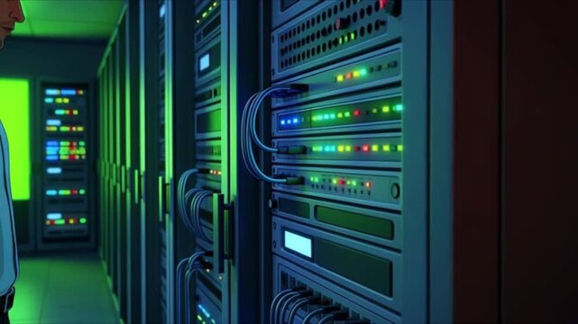Secure server room animation supporting online business