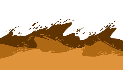 Brown paint splashing on white background with orange base