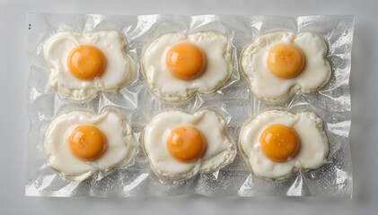 Pre-packed fried eggs in vacuum tray