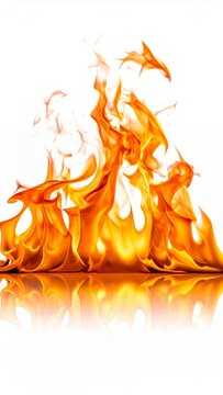 Vibrant Flames Dancing on a Reflective Surface - A Fiery Display.