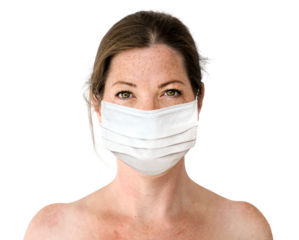 Woman wearing a face mask during coronavirus pandemic mockup