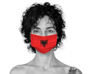 Albanian woman wearing a face mask during coronavirus pandemic