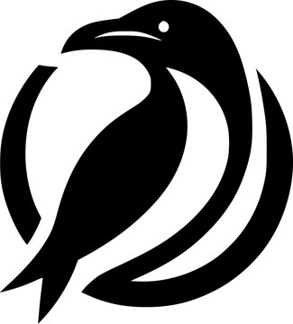 Minimalist black-white razorbill bird icon with clean lines, no shading, isolated on white. Modern, simple, scalable, ideal for logos or digital use.