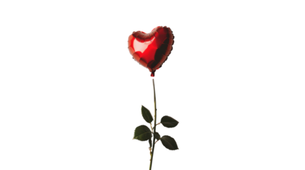 Red rose valentine heart balloon isolated on transparent background