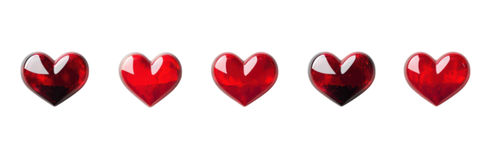 Valentine's day, love, hearts, red, shiny, isolated, transparent background
