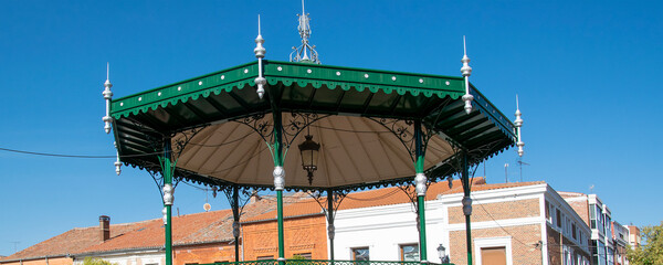 Traditional bandstand in town square, penaranda de bracamonte, spain