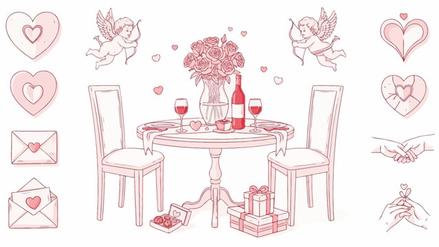 Romantic Pink Dinner Table Setting for Valentine's Day