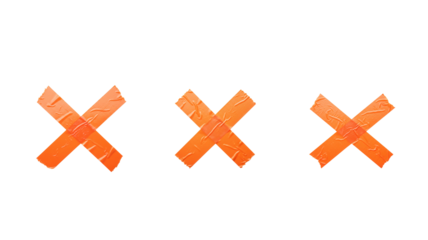 Orange Cross Tape on transparent background,png
