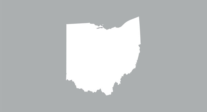 Clean graphic silhouette of the North American state of Ohio on a neutral background