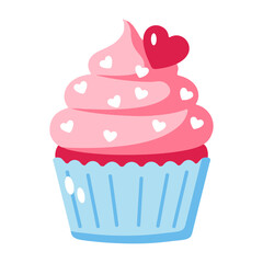 A flat style icon showing a cupcake