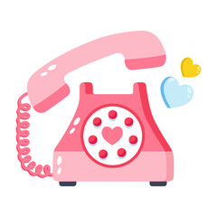 A flat style icon showing a telephone