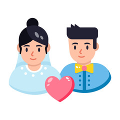 Fototapeta premium A flat style icon showing a wedding couple