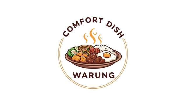 Comfort Dish Warung Logo with Food.