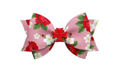 Pink Floral Bow with Red Cross Emblem