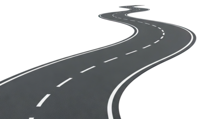 Winding Asphalt Road with White Lane Markings