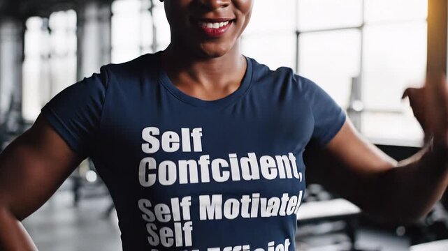 Confident Woman in Gym Demonstrates Strength and Motivation Through Fitness Routine