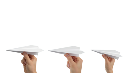 Paper Airplane Hand on transparent background, png