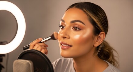 Cosmetic application illuminated by soft light highlights a fair complexion for online engagement