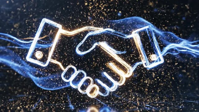 Futuristic Handshake - The Future of Collaboration and Technology.