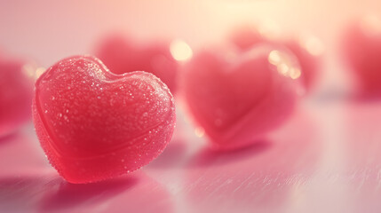 Obraz premium Pink Candy Heart Macro Background for Valentine’s Day Love Card