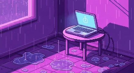 Pixelated digital world of introspective calm depicting solitude and connectivity during a