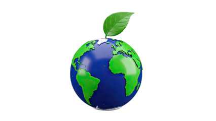 Earth with a growing green leaf symbolizing environmentalism