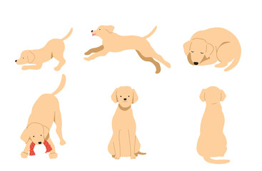 Fototapeta premium 手書きの犬 イラストセット