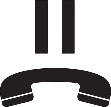 Pause symbol and phone receiver icon representing waiting stopping communication and telephone call interruption concepts