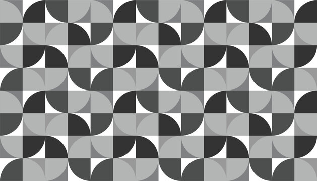 Modern seamless vector pattern with a fluid geometric motif. Repeating grayscale backdrop for architectural branding and creative packaging