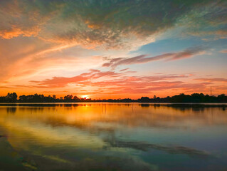 sunset over the lake