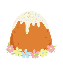 Easter Holiday Vector Illustration with Hand-Drawn Decorative Elements, Spring Festive Design Isolated on White Background