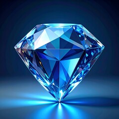 Stunning Blue Diamond Gemstone with Brilliant Facets on a Reflective Surface.