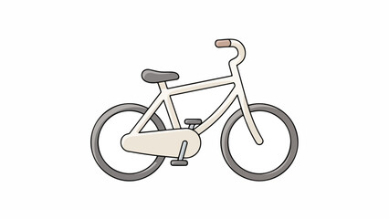 Fototapeta premium A simple line drawing of a bicycle with a beige frame and gray wheels on a white background.