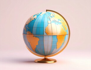 Vintage World Globe on a Light Background.