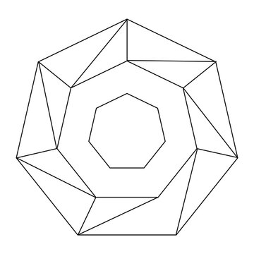 Png linear heptagon geometric element, transparent background