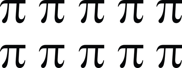 Repetitive graphic pattern of the mathematical constant pi symbol, represented in bold black against a clean white background, perfect for scientific or educational themes
