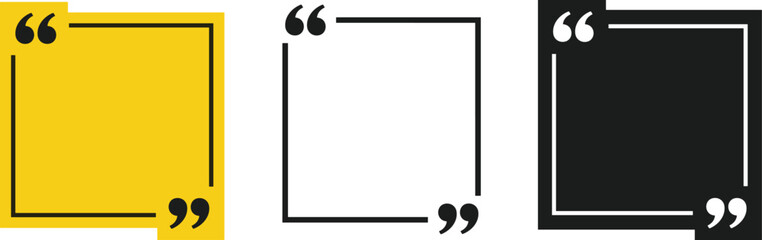 Collection of versatile square frames featuring elegant quotation marks, perfect for highlighting important text, testimonials, or inspirational messages in diverse design projects and digital content
