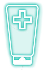 Obraz premium Disinfect your hands with an alcohol hand rub neon sign transparent png