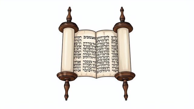 Torah Scroll Ancient Religious Text Hebrew Script Illuminated Parchment