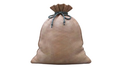Brown drawstring burlap sack